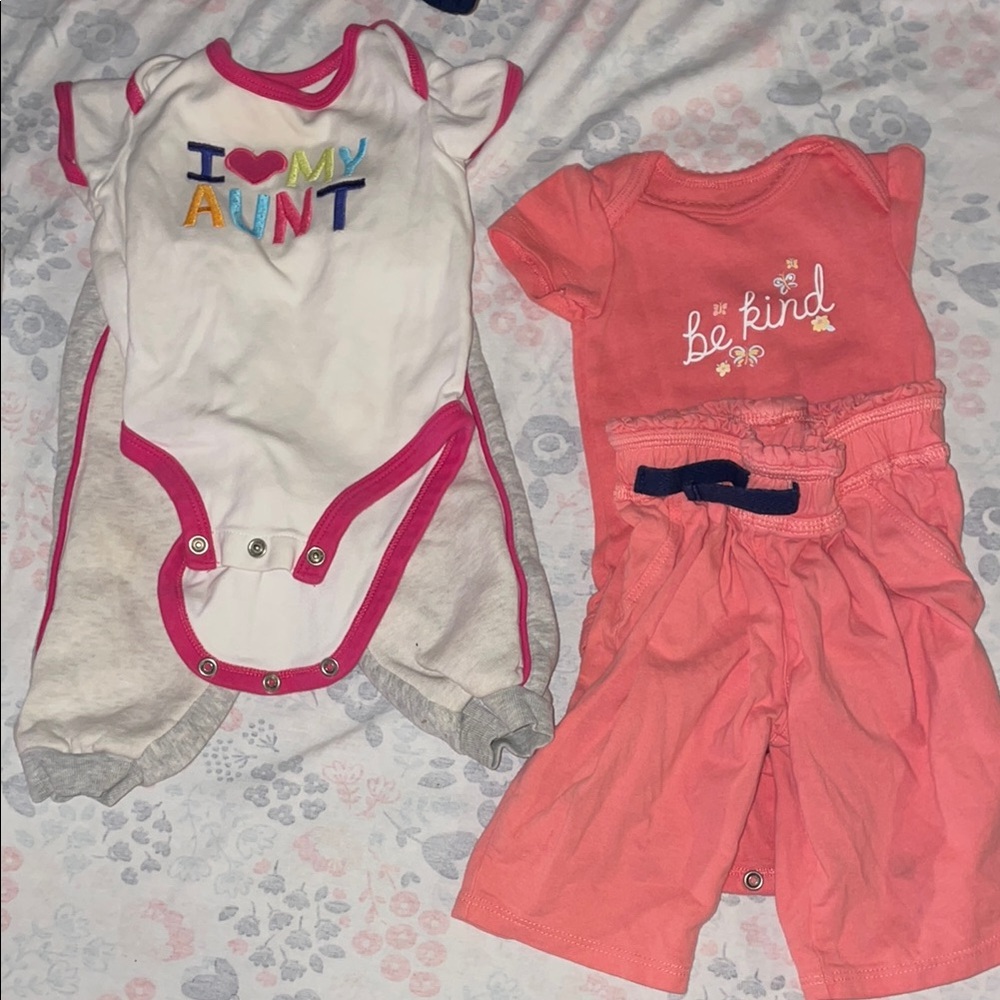 Colorful Baby Onesie and Coral Outfit Set